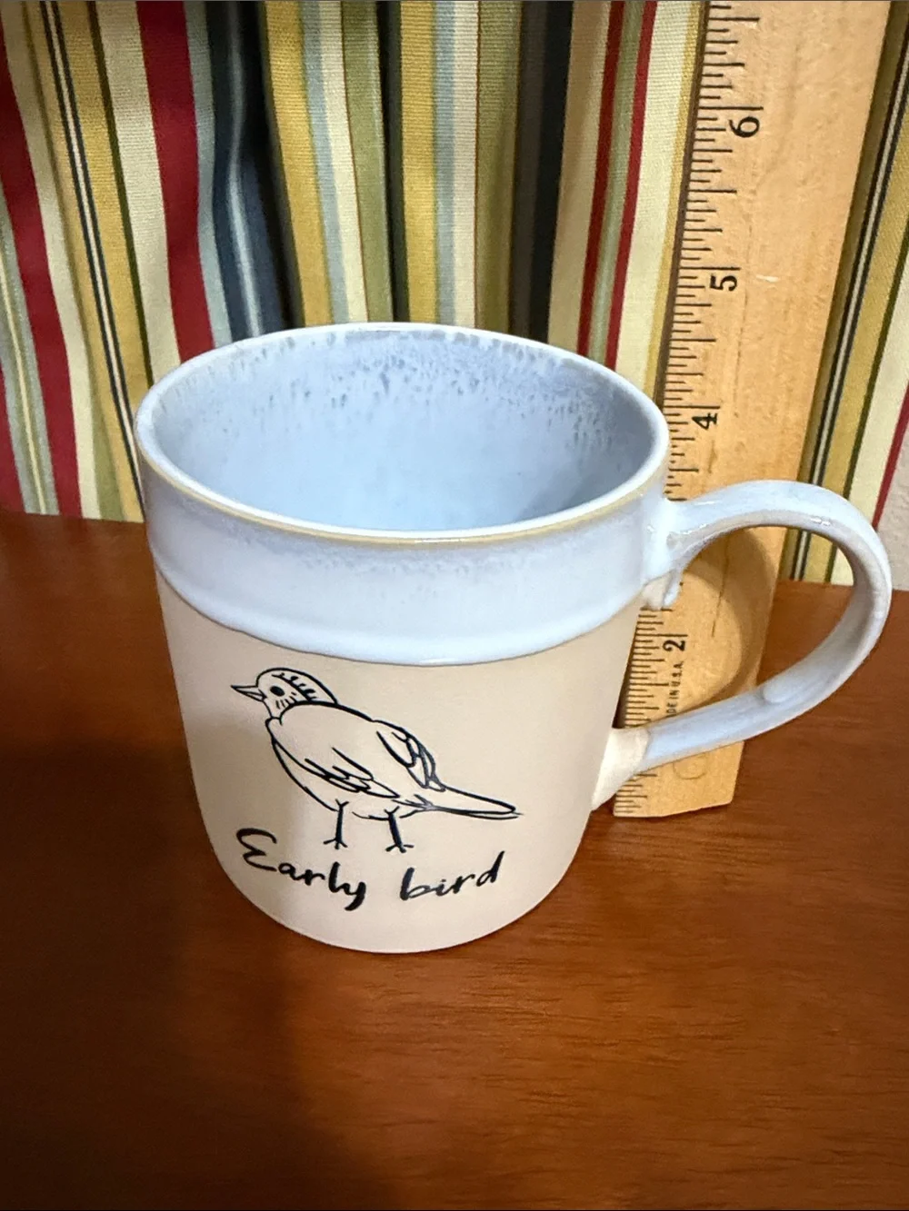Early Bird Ceramic Coffee Mug - Cream and White